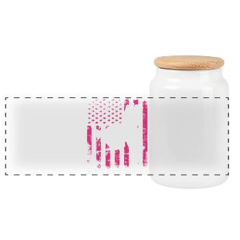 Karate Mom USA Flag Martial Arts Mom Pink - Panoramic Cookie Jar with Wooden Lid - white - Front