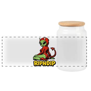 Fille démoniaque en sweat à capuche rouge - Boîte à biscuits avec couvercle en bois - blanc - Devant