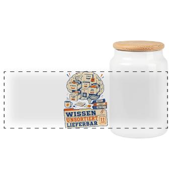 Knowledge available unsorted - Panoramic Cookie Jar with Wooden Lid - white - Front