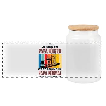 je suis un papa routier / humour papa routier  - Boîte à biscuits avec couvercle en bois - blanc - Devant