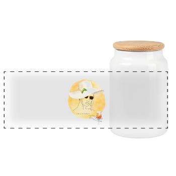 Amalfi Mood Lemon Summer Design - Panoramic Cookie Jar with Wooden Lid - white - Front