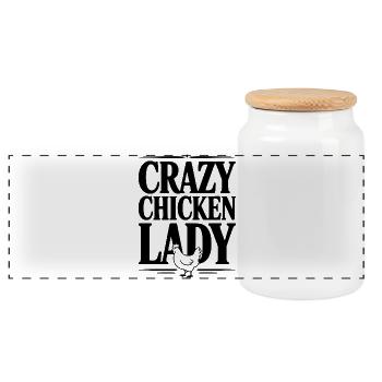 Crazy Chicken Lady - Panoramic Cookie Jar with Wooden Lid - white - Front