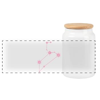 Constellation de l’étoile du Lion Signe du zodiaque rose pastel - Boîte à biscuits avec couvercle en bois - blanc - Devant