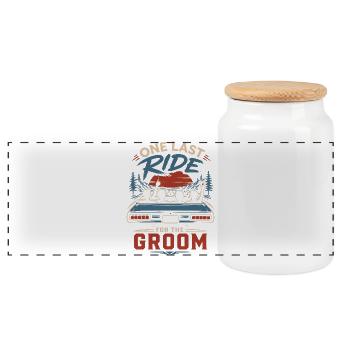 Un dernier tour pour le marié - Boîte à biscuits avec couvercle en bois - blanc - Devant