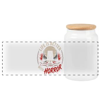 Life Is Better With Horror Retro - Panorama Keksdose mit Holzdeckel - Weiß - Vorne