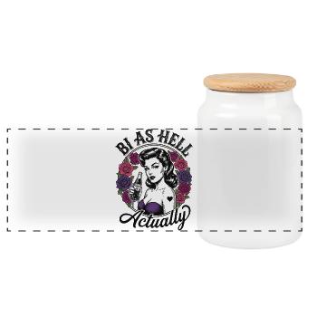 LGBTQ Pride Month - Bi As Hell Actually - Panoramic Cookie Jar with Wooden Lid - white - Front