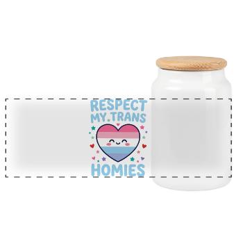 LGBTQ-Pride-Monat – Respektiere meine trans Homies - Panorama Keksdose mit Holzdeckel - Weiß - Vorne