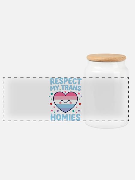 LGBTQ-Pride-Monat – Respektiere meine trans Homies - Panorama Keksdose mit Holzdeckel - Weiß