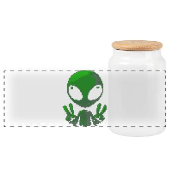 Signe de paix extraterrestre Pixel Green - Boîte à biscuits avec couvercle en bois - blanc - Devant