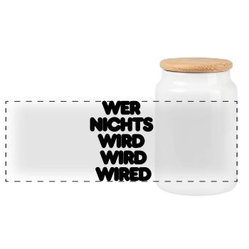 WER NICHTS WIRD WIRD WIRED – IT SPRUCH LUSTIG NERD - Panorama Keksdose mit Holzdeckel - Weiß - Vorne