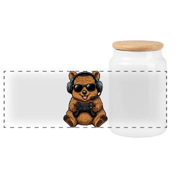 Quokka Gamer Rétro Mignon - Boîte à biscuits avec couvercle en bois - blanc - Devant
