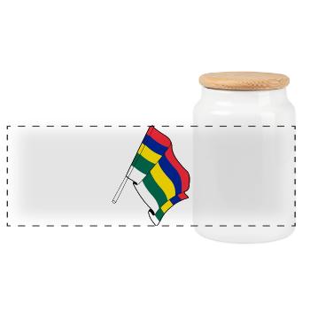 Drapeau de Terschelling – Fierté de l’île - Boîte à biscuits avec couvercle en bois - blanc - Devant