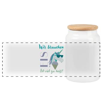 Wir brauchen Eis Einhorn Sommerdesign - Panorama Keksdose mit Holzdeckel - Weiß - Vorne
