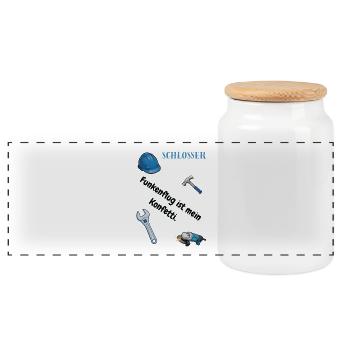 Schlosser T-Shirt Lustiges Geschenk Metallbau-Fans - Panorama Keksdose mit Holzdeckel - Weiß - Vorne