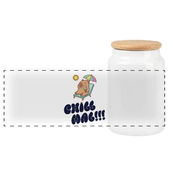 Sonnenbär am Strand mit Eis - Panoramic Cookie Jar with Wooden Lid - white - Front