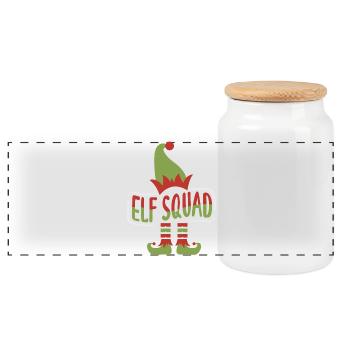 Funny Christmas Christmas Gift Xmas Shirt - Panoramic Cookie Jar with Wooden Lid - white - Front