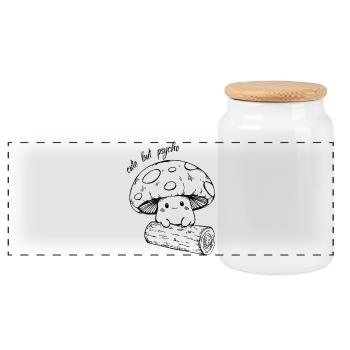 Süßer Pilz - cute but psycho - Panorama Keksdose mit Holzdeckel - Weiß - Vorne