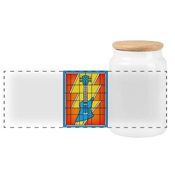 Guitare bleue vitral - Boîte à biscuits avec couvercle en bois - blanc - Devant