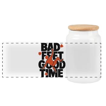 Bad Feet Good Time Bouldering - Panorama Keksdose mit Holzdeckel - Weiß - Vorne