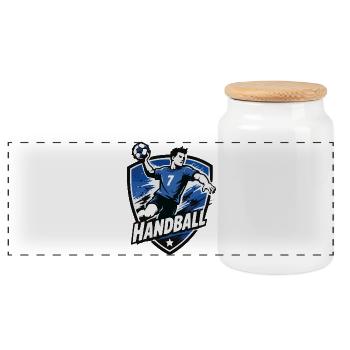 Handball Stürmer Blau Shield - Panorama Keksdose mit Holzdeckel - Weiß - Vorne