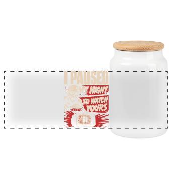 Horror Personality Trait Design - Panoramic Cookie Jar with Wooden Lid - white - Front