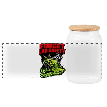 Lab-Safety Goodbye: Superpowers - Panoramic Cookie Jar with Wooden Lid - white - Front