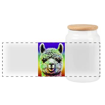 Alpaga - Boîte à biscuits avec couvercle en bois - blanc - Devant