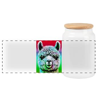 Alpaga - Boîte à biscuits avec couvercle en bois - blanc - Devant