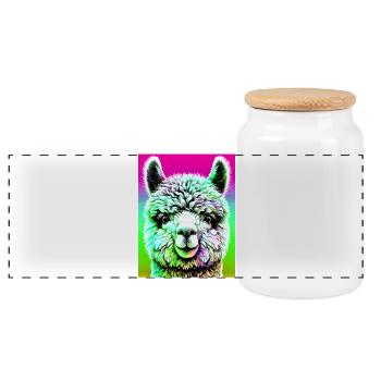 Alpaga - Boîte à biscuits avec couvercle en bois - blanc - Devant