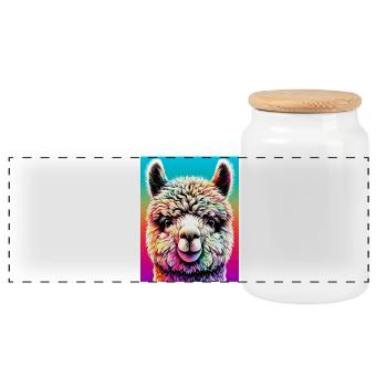 Alpaga - Boîte à biscuits avec couvercle en bois - blanc - Devant