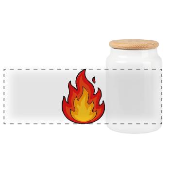 Flame Power Fire Icon - Panoramic Cookie Jar with Wooden Lid - white - Front