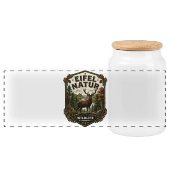 Eifel Hiking Nature Mountains Forest Landscape Eifel - Panoramic Cookie Jar with Wooden Lid - white - Front
