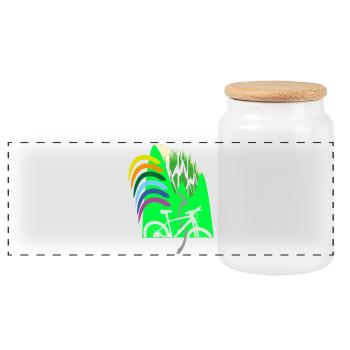 Cycle path mountains rainbow - Panoramic Cookie Jar with Wooden Lid - white - Front