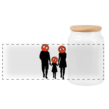 Familie Silhouette Liebe Kinder Eltern Mama Papa - Panorama Keksdose mit Holzdeckel - Weiß - Vorne