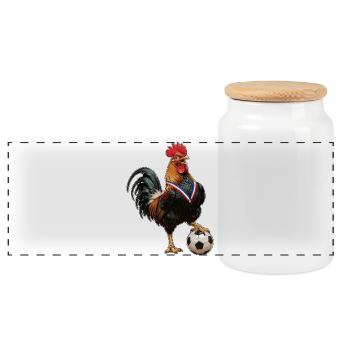 Coq de village ballon au pied - Panorama Keksdose mit Holzdeckel - Weiß - Vorne