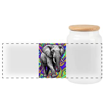 Elefant - Panorama Keksdose mit Holzdeckel - Weiß - Vorne