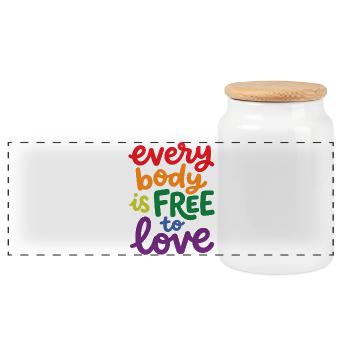 Pride Month LGBTQ - Everybody is Free to Love - Panoramic Cookie Jar with Wooden Lid - white - Front