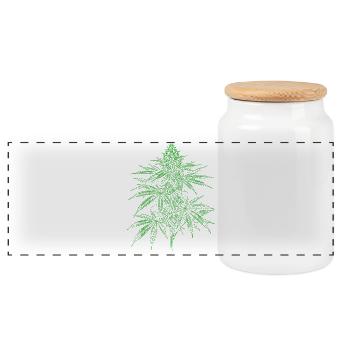 Feuille de cannabis verdoyante - Boîte à biscuits avec couvercle en bois - blanc - Devant