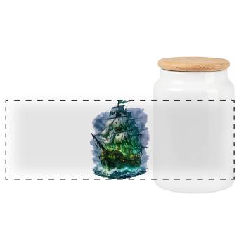 The Flying Dutchman - Panoramic Cookie Jar with Wooden Lid - white - Front