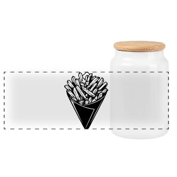 cornet_de_frites - Panoramic Cookie Jar with Wooden Lid - white - Front