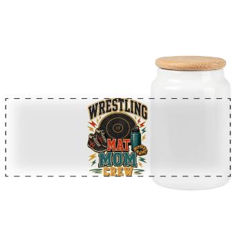 WRESTLING MAT MOM CREW - Panorama Keksdose mit Holzdeckel - Weiß - Vorne