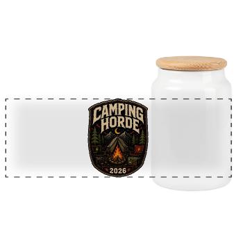 Camping Horde 2026 Metal Festival Camp Badge - Panoramic Cookie Jar with Wooden Lid - white - Front