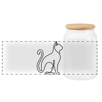 Minimalist chat online - Panoramic Cookie Jar with Wooden Lid - white - Front