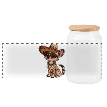 Sombrero drôle de hyène - Boîte à biscuits avec couvercle en bois - blanc - Devant
