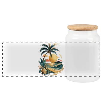 T-shirt premium de plage Sun Wave Palm Trees pour les Fêtes - Boîte à biscuits avec couvercle en bois - blanc - Devant