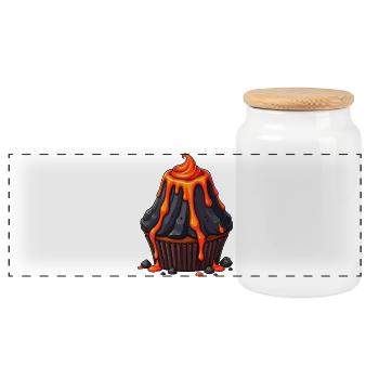 Vulkanischer Lava Cupcake - Panorama Keksdose mit Holzdeckel - Weiß - Vorne