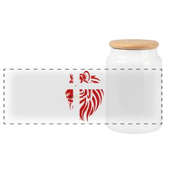 Dinamarca - Denmark - Tiger Flags - Panoramic Cookie Jar with Wooden Lid - white - Front