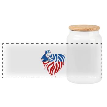 Slowenien – Slowenien – Tiger-Flaggen - Panorama Keksdose mit Holzdeckel - Weiß - Vorne