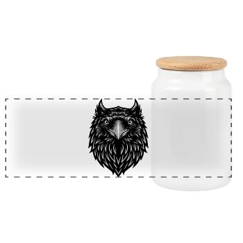Griffon Falcon Maskottchen Logo Sportspiel - Panorama Keksdose mit Holzdeckel - Weiß - Vorne