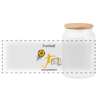 Le football partout - Boîte à biscuits avec couvercle en bois - blanc - Devant
